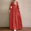 2024 Retro Puff Sleeve Dress: Elegant Solid Color Muslim Women's Clothing for Spring and Autumn