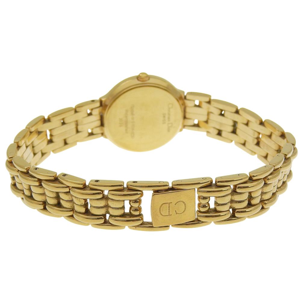 Dior Watches 3036 whiteDial Plated Gold Quartz Analog Display Women Used