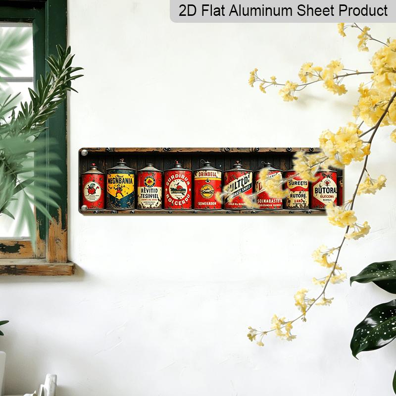 Vintage-style Aluminium Decorative Sign Oil Cans Featuring Retro Labels Industrial-inspired Design Perfect for Bars Cafes Restaurants Living Rooms