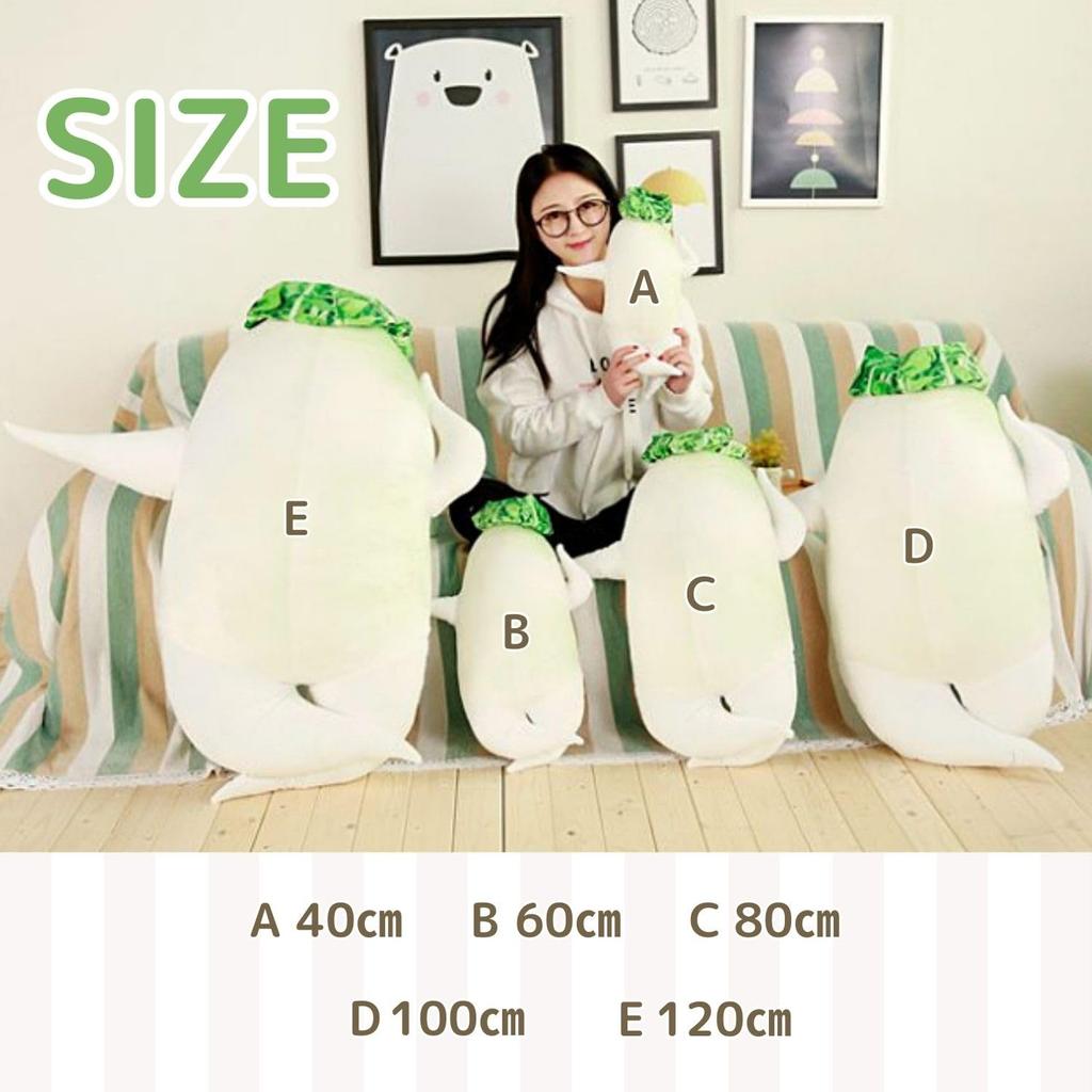 EU SOU Daikon Radish Body Pillow, Vegetable Cushion, Neck Pillow, Plush Toy, Nap Pillow, Fluffy and Soft, Sleeping Pillow with Backrest (80cm)