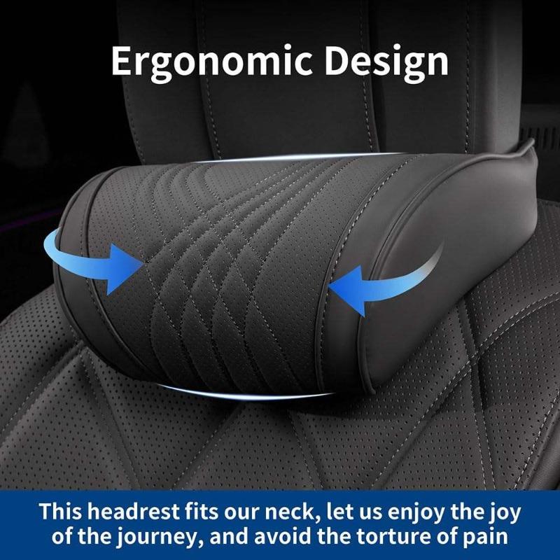 Car SUV Sedan Leather Seat Soft and Comfortable Headrest Pillow for Travel Car Headrest Memory Foam Driving Neck Pillow
