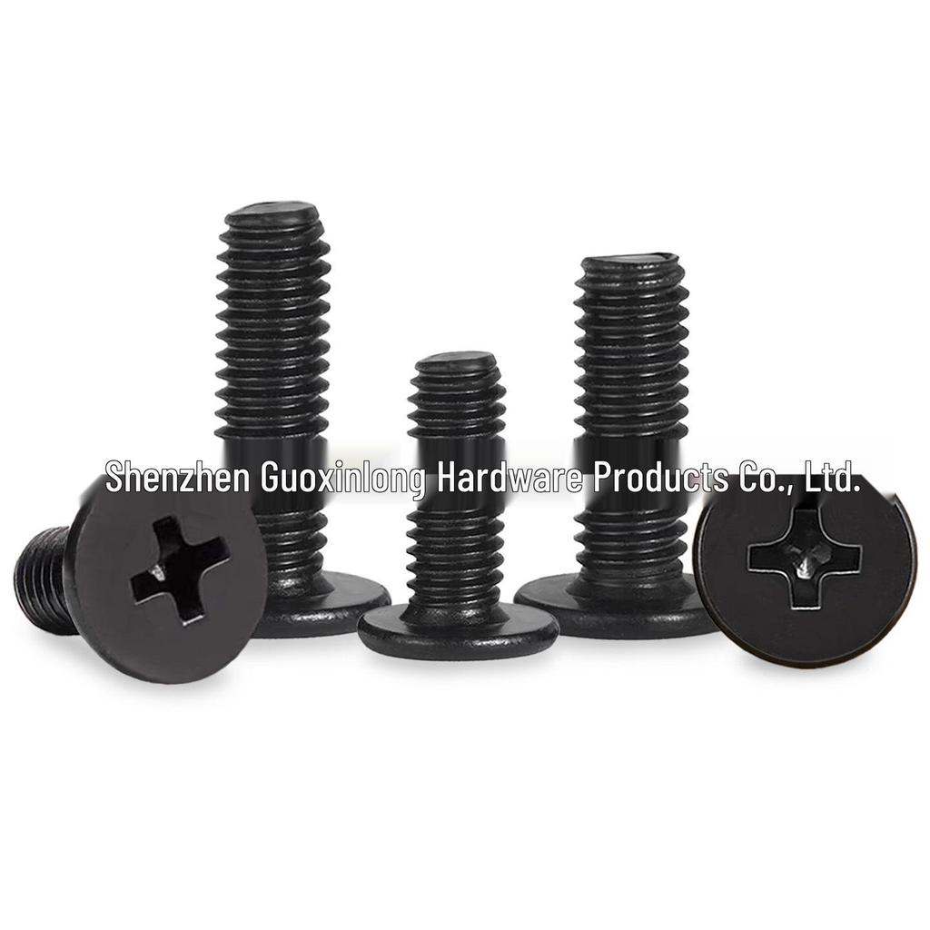 Large Carbon Steel Black Flat Head Machine Screw CM1.4-M5*2/3.5/7/9