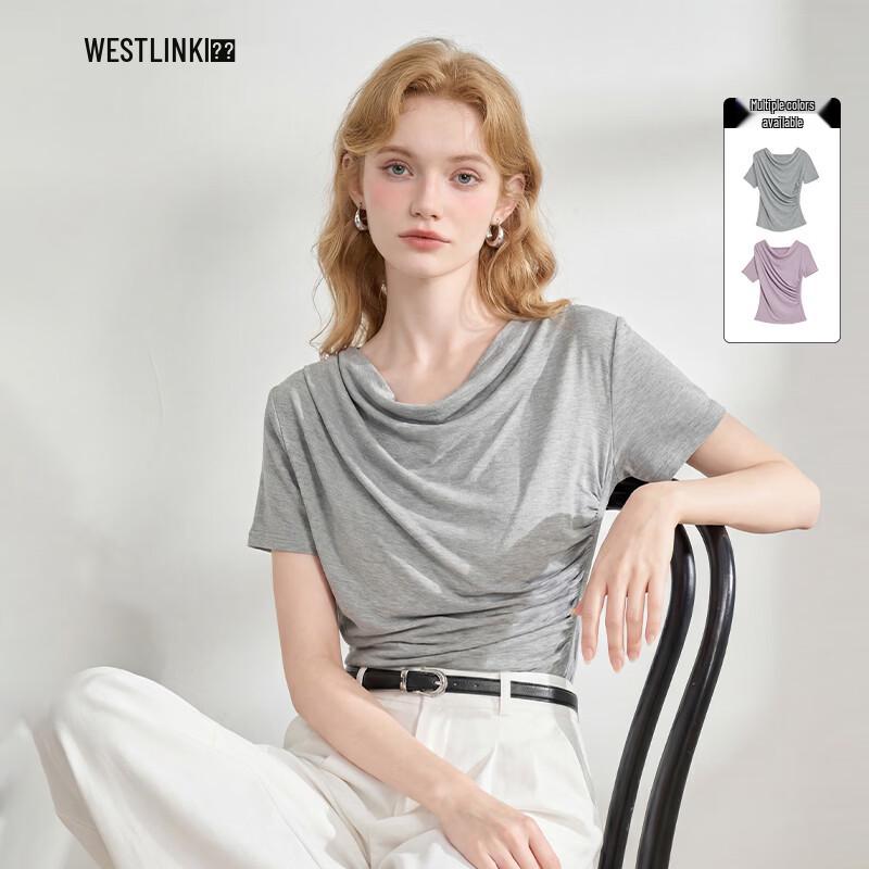 Westlink French Draped Collar Sleeveless T-Shirt M