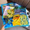 71Cm imitation silk small square scarf burgundy baroque pattern silk scarf versatile professional scarf spring and summer decorative scarf