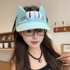 Sun Protection Big Eyes Cat Visor Cap Quick-drying Fabric Cat Ears Sun Hat Kitty Hollow Hat  Summer