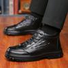 Fashion Winter Snow Boots Outdoor Plush Warm Men Boots Leather Mens Snow Boots Non-slip Ankle Boots Lace-Up Outdoor Men Business Shoes