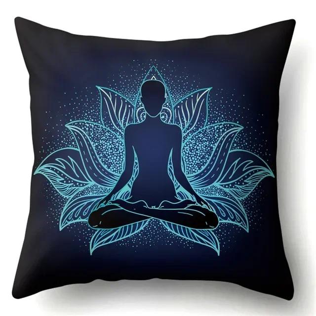 Buddha Head Eye Print Cushion Cover Case Buddhism Decorative Pillow Cover Polyester Home Hotel Car Decoration Pillowcase 45X45CM