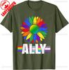 Lgbtq Ally For Gay Pride Month Sunflower Distressed TShirt Unisex Unisex Summer Cotton Printed TShirt Casual Streetwear Clothes