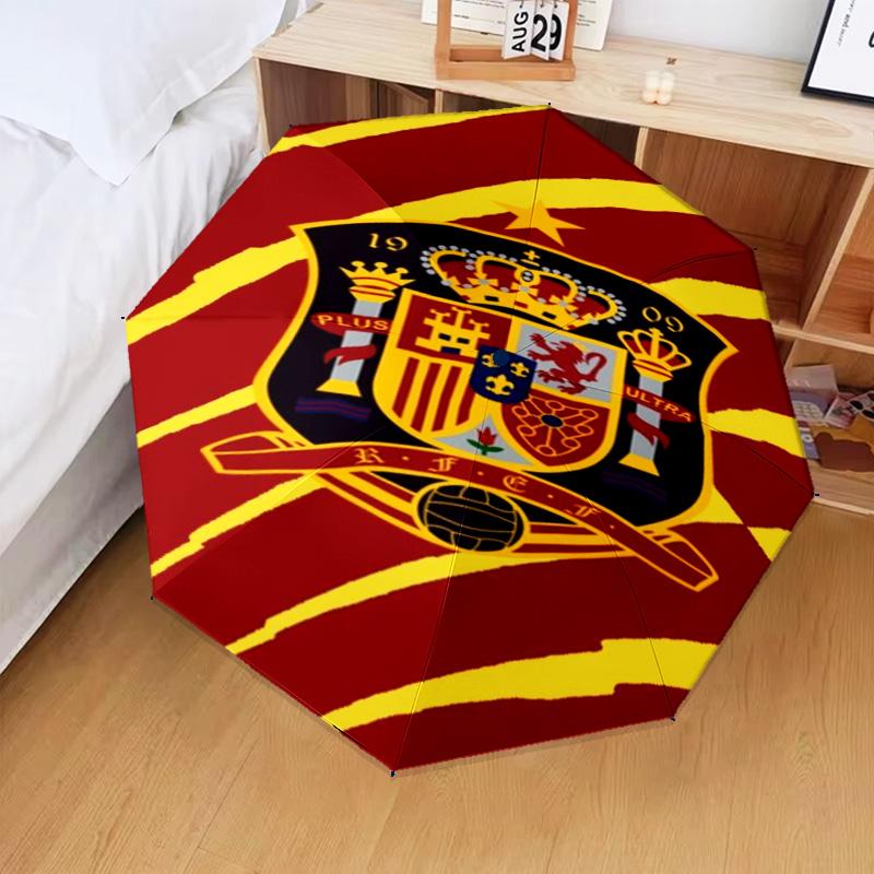 1PC Spain's Royal Emblem Printed Umbrella Folding umbrella, automatic umbrella 8-Frame for Travel, camping Fan gifts Christmas Gifts