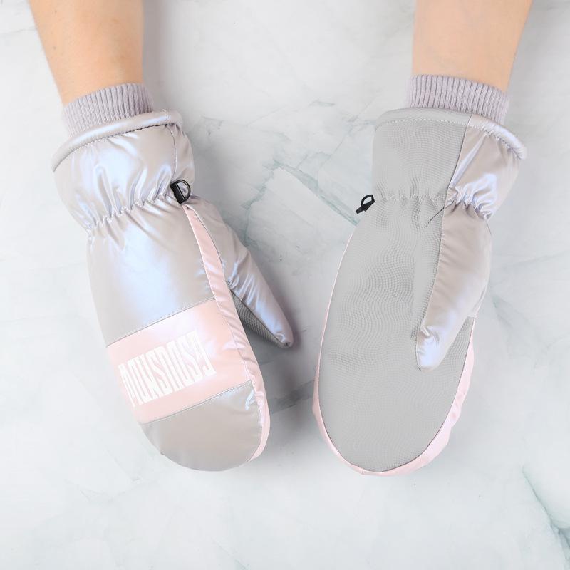 

Женские водонепроницаемые лыжные варежки 2024 года, на флисовой подкладке, теплые и милые, без пальцев для велоспорта и сноубординга One Size