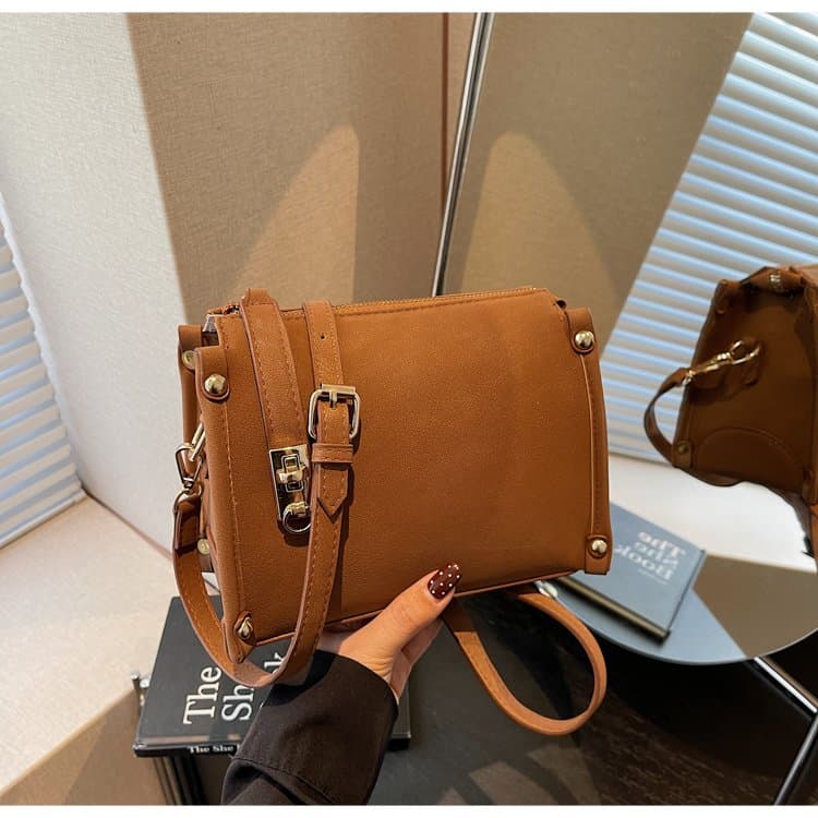 Женская модная маленькая квадратная сумка через плечо коричневый