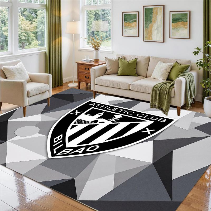 Athletic Bilbao Football Design Crystal Velvet Rug Soft Decorative Mat for Bedroom Entrance