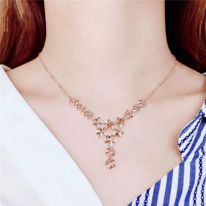 Peach Blossom Purple Gold Necklace Plated With Rose Gold Exquisite Personality Trendy Gold Shiny Collarbone Chain