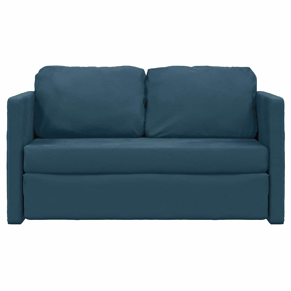 Floor Sofa with Sleeping Function Blue 122 x 204 x 55 cm Velvet