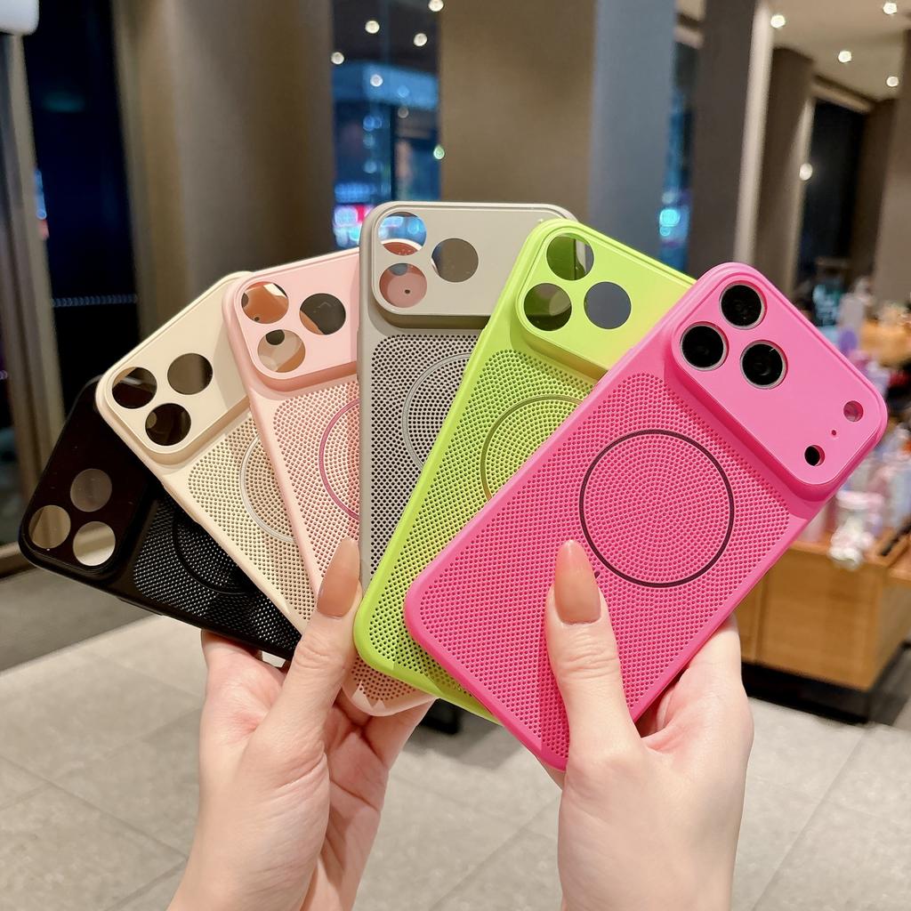 Advanced ice-sensitive magnetic suction heat dissipation reticulated shell is suitable for Apple 17Promax mobile phone case IP16/15/14 hard 13 sets 12