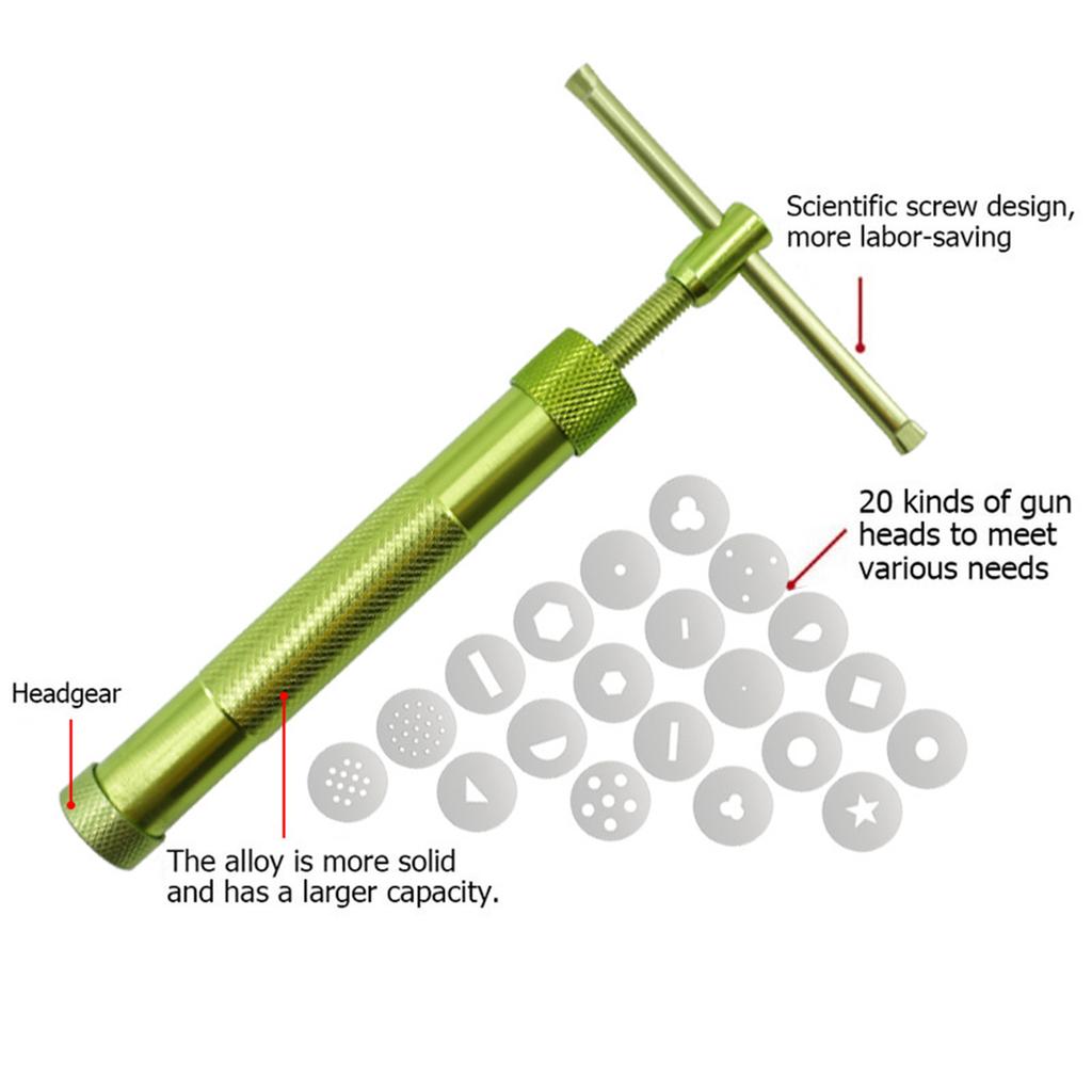 Clay Extruder with 20 Tips Sugar Pastes Extruder Fondant Press Clay Cutter Cake Decorating Tool Set for Bread Cake