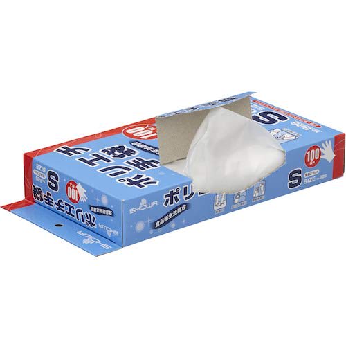 Showa Gloves [Food Sanitation Law Compliant] No. 826 Polyethylene Gloves, 100 count, Small, Clear