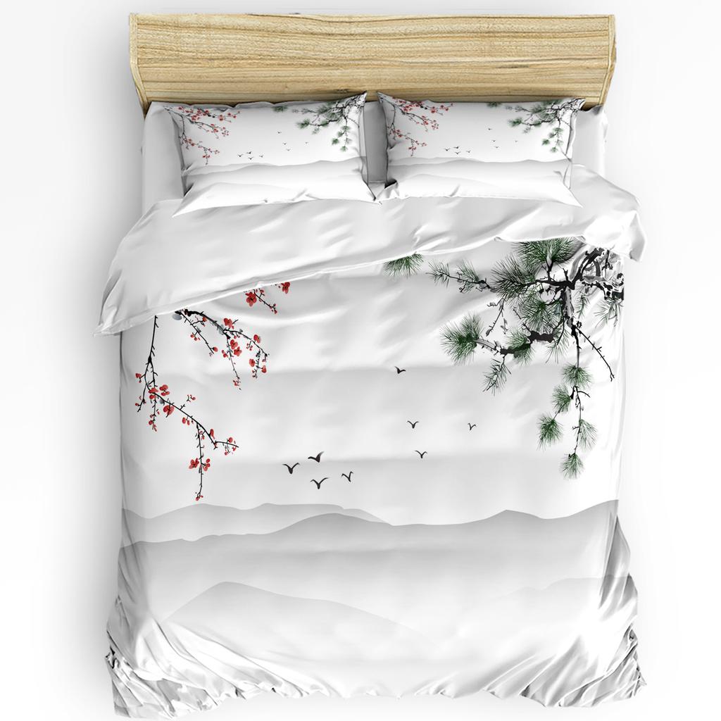 Black And White Bedding Set For Bedroom Bed Home Macro Leafless Winter Tree Branches Idyll Duvet Cover Quilt Cover Pillowcase