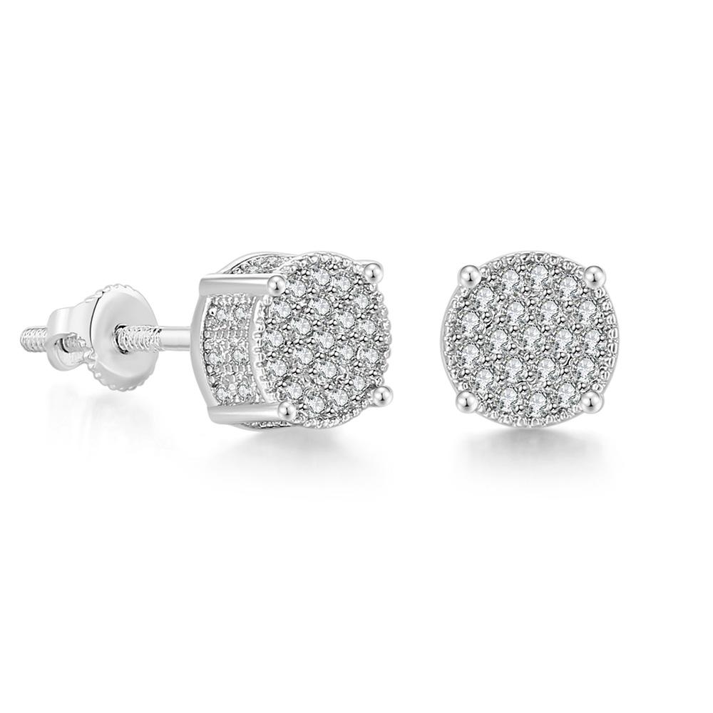 Hiphop Rock Stud Earrings For Women Classic Gold Color Jewelry Crystal Iced Out CZ Piercing Cartilage Ear Accessories Wholesale