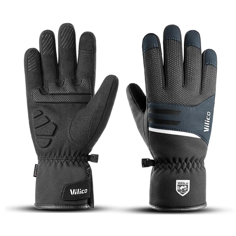 Black Winter Warm Fleece Gloves Waterproof Full Fingers Cycling Glove Outdoor Sports Running Hiking Motorcycle Snowboard Skiing Gloves Touch Screen.