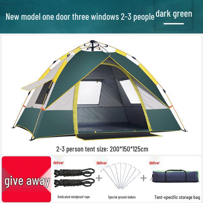 Double Person Automatic Tent: Thickened, Rainproof & Sun-Protective for Outdoor, Wild Camping or Beach Use