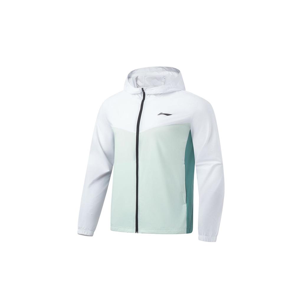 Li-Ning Solid Color Reflective Moisture Wicking Hooded Sun Protection Jacket Men jackets White Light-Blue AFDT185-8