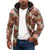 Christmas Print - Men's Casual Long-Sleeved Zippered Hooded Sweatshirt Jacket