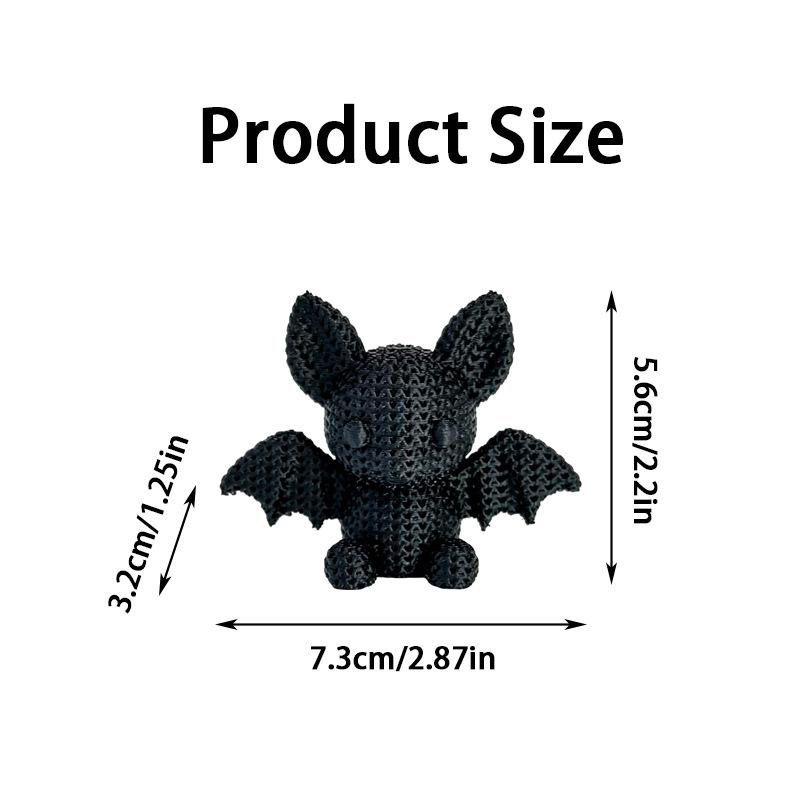 Handmade Crochet Black Bat Stuffed Toy Soft Cute For Halloween Decor Gothic Gift Kids Room Decor