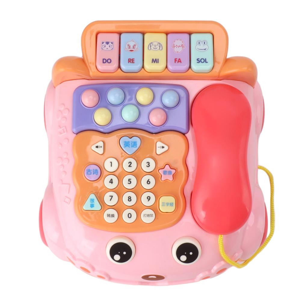 Baby Phone Toy Cartoon with Music Light Children Kids Pretend Phone Parent Child Interactive Educationcal Chinese English Bilingual Toy