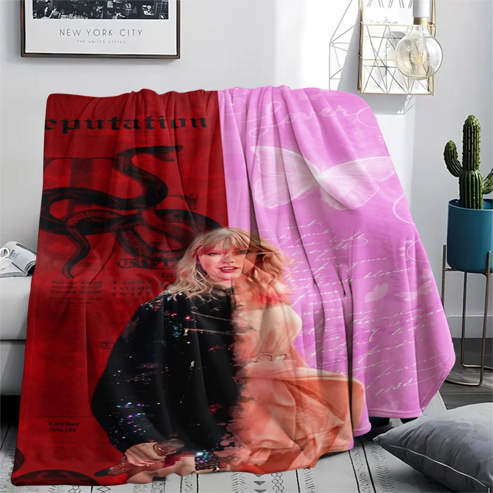 1PC Taylor Print Flannel Blanket, High Quality All Seasons, Home Decor, Warmth and Comfort, Perfect for Christmas Gifts