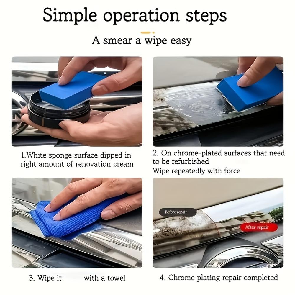 Chrome Plating Refurbishment Repair Paste, Refurbishing Chrome Plating Surfaces, Maintenance Kit, Updating and Maintenance, Grin