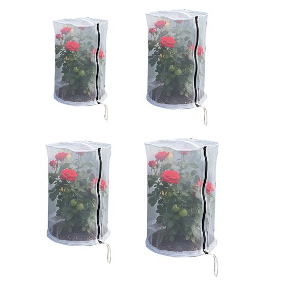Plant Protection Cover for Garden And Patio Pots Bird-proof Plant Protector Tear-Resistant Mesh Plant Guard with Zipper & Drawstring for