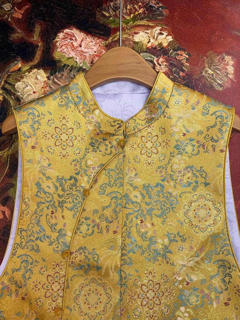2025 Early Autumn New Chinese Style Jacquard Stand Collar Retro Slimming Casual Vest