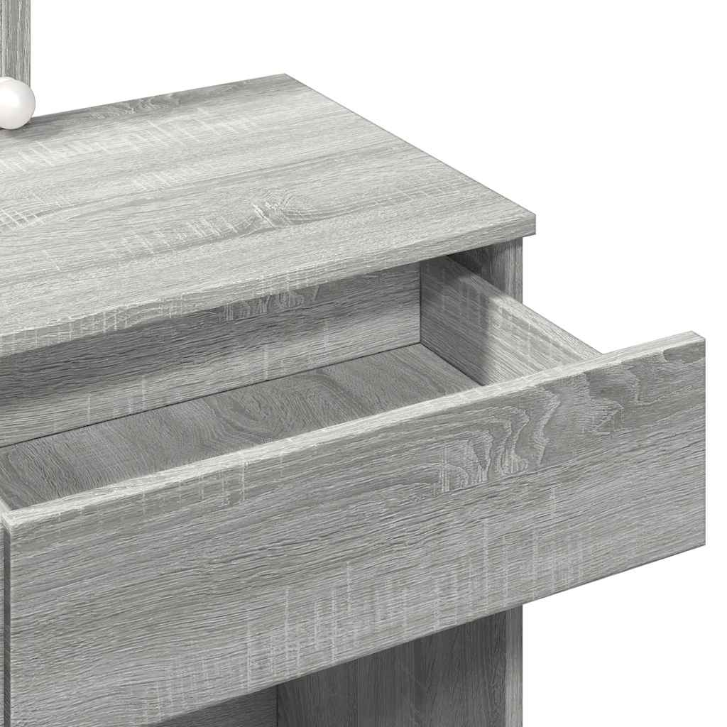 Makeup Table with LED Lighting Gray Sonoma 100 x 40 x 130 cm