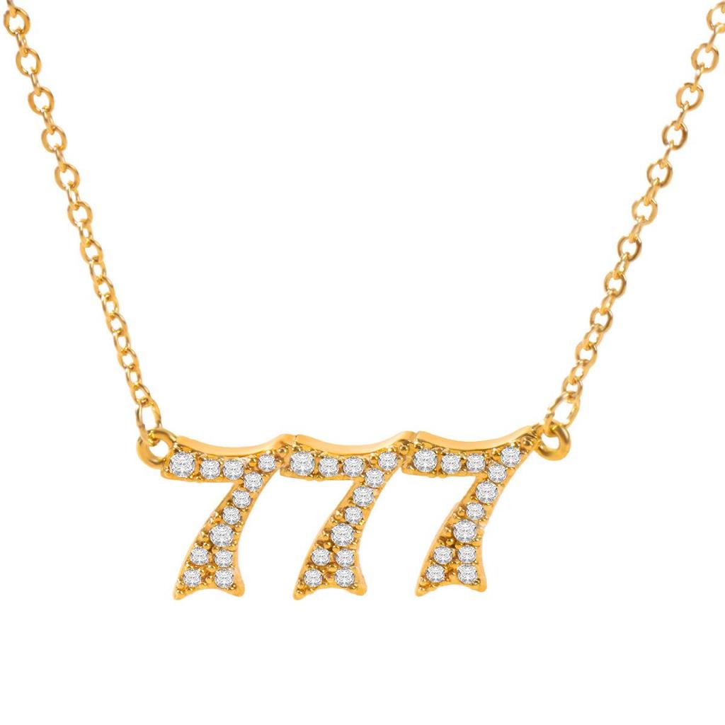 Gold 777 Diamond-Inlaid Necklace for Women - Versatile Clavicle Chain Pendant Jewelry
