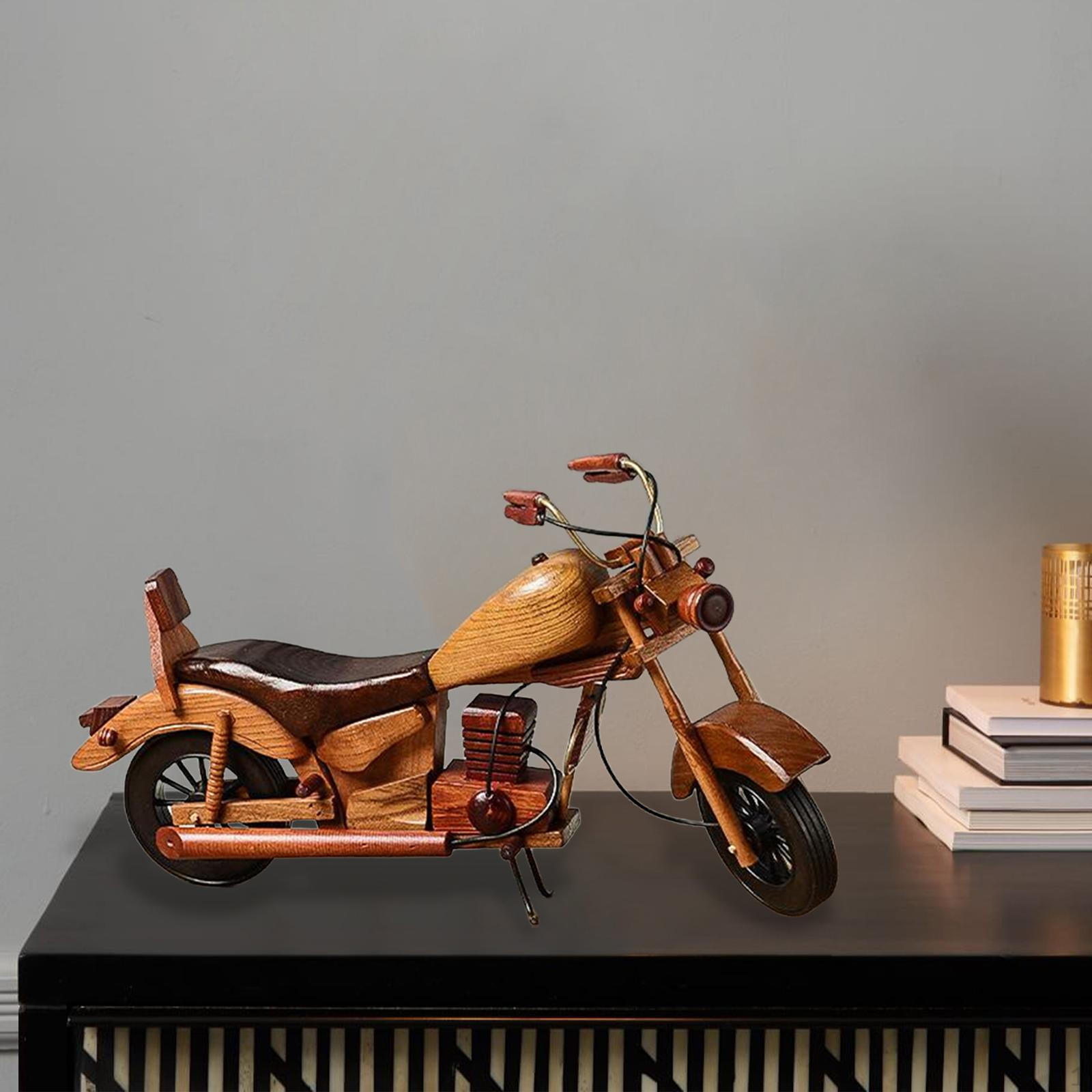 

Деревянная модель мотоцикла Коллекционная Домашнее украшение Коллекционные предметы Винтажный дизайн Скульптура мотоцикла Style C