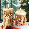 1PCS Christmas Tree Carving Pattern Cylindrical Candle 3D Silicone Mold Santa Claus Reindeer Snowflake Cylindrical Candle Mold