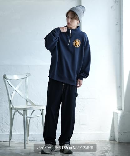 [IMPROVES] [SIDEWAYSTANCE] Thick Embroidered Circle Logo Fleece Half-Zip Sweatshirt