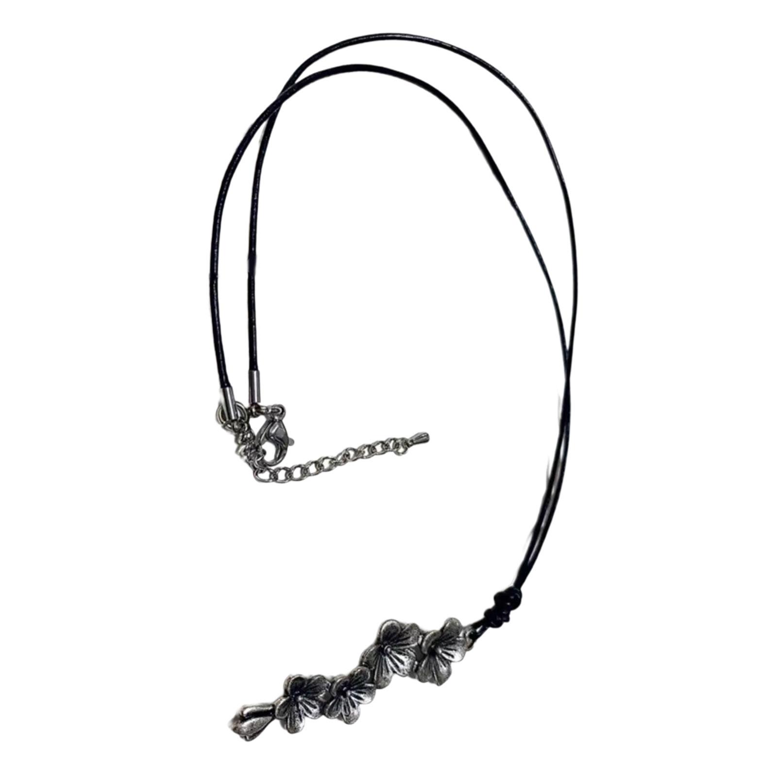 

Plum Blossom Pendant Necklace Adjustable Wax Rope Neckchain Bohemian Style Choker Fashion Accessory for Everyday Wear 1