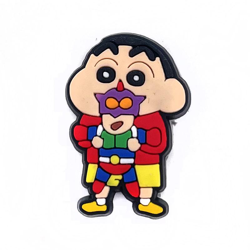 Crayon Shin-chan Funny Hole Shoe Buckles: Soft Rubber Shoe Accessories with Floral Design
