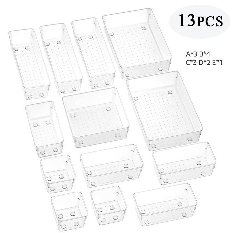 Clear Plastic Drawer Organizer Dividers Bins Bedroom For Makeup Jewelry Storage For Cosmetics Kitchen Gadgets Or Office Desk