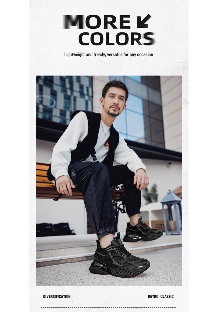 Men's Autumn Shock-Absorbing Sports Shoes 6.8CM Elevation - Breathable Casual Dad Sneakers with Thick Sole.