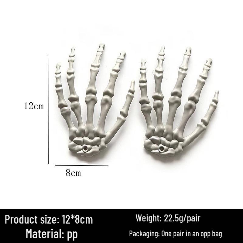 Halloween Skull & Skeleton Stake Set: 3-Piece Hand Bones & Head Decoration for Festive Props