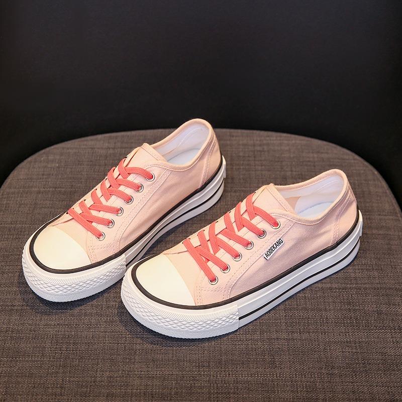 Fashion Women's Canvas Shoes 2024Solid color Fashion Casual Shoes Student Sneakers Outdoor Skateboard Shoe Platform Flats Tenis De Mujer