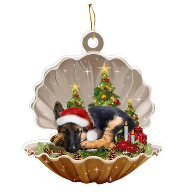 Cute Christmas Puppy Dog Shell Hanging Ornaments Xmas Tree Hanging Pendants Happy New Year 2024 Merry Christmas Decor For Home