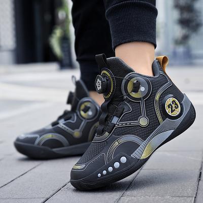 Fall New Kobe Kids Basketball Shoes Boys Student Teen Rotating Button Sneakers Shock Absorption Non-slip Shock Absorption