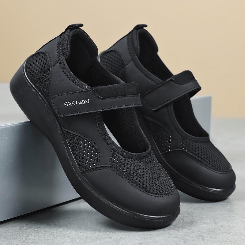 Women s Summer Slip-On Sandals - Breathable Mesh, Soft Sole, Fashionable Grandma Shoes 39