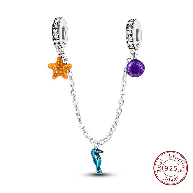 Girl New Stars Safety Chain Clip Charms Metal Key Locks Pendent Fit Original Bracelets Make Your Own Festival Accessory Elegant Fashion Beautiful