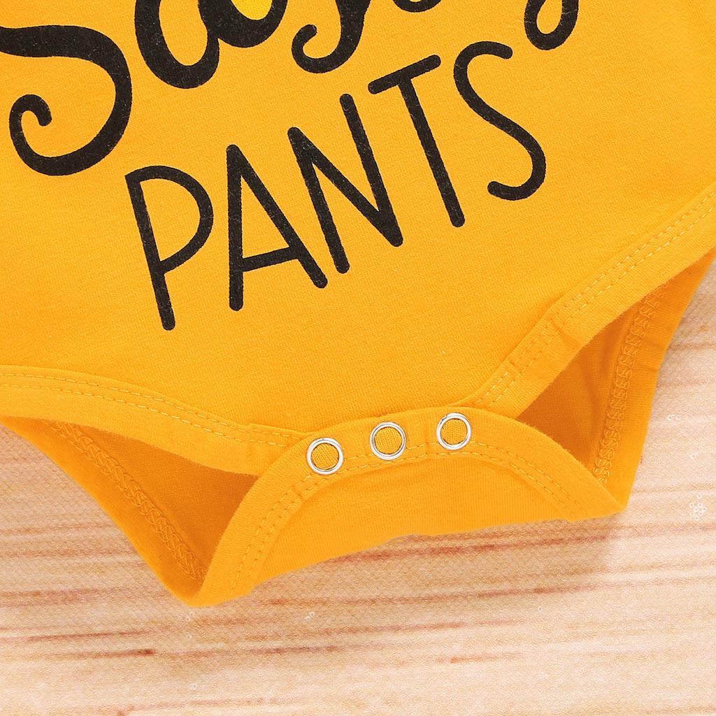 Infant Baby Girls Letter Romper Bodysuit+Sunflower Print Pants+Headband Outfits