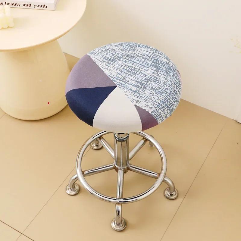 Verstellbarer runder Hockerbezug Spandex Druck Floral Hockerhülle Matte Heim Stuhlschutz Barhocker Stretch Stuhlhusse